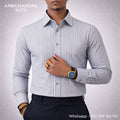 Ambassadors grey pencil-stripe men's formal shirt