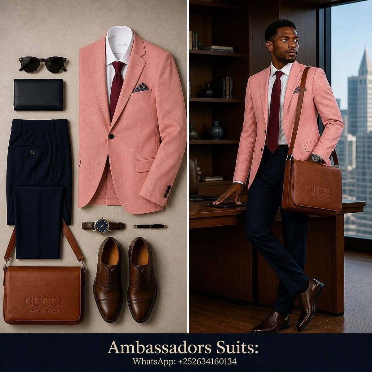 Ambassadors Suits pink blazer coordinated men's outfit