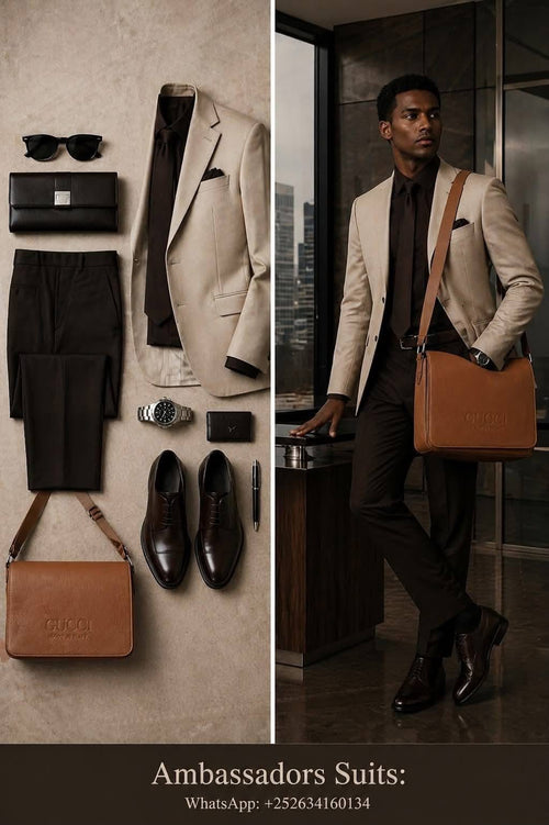 Ambassadors Suits sand beige blazer coordinated men's outfit