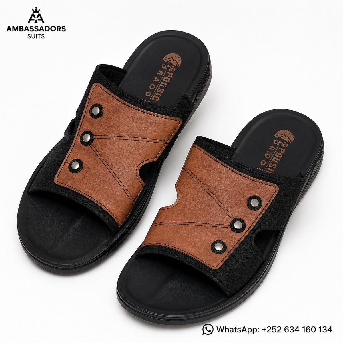 Black and Tan Panel Sandals – Ambassadors Suits