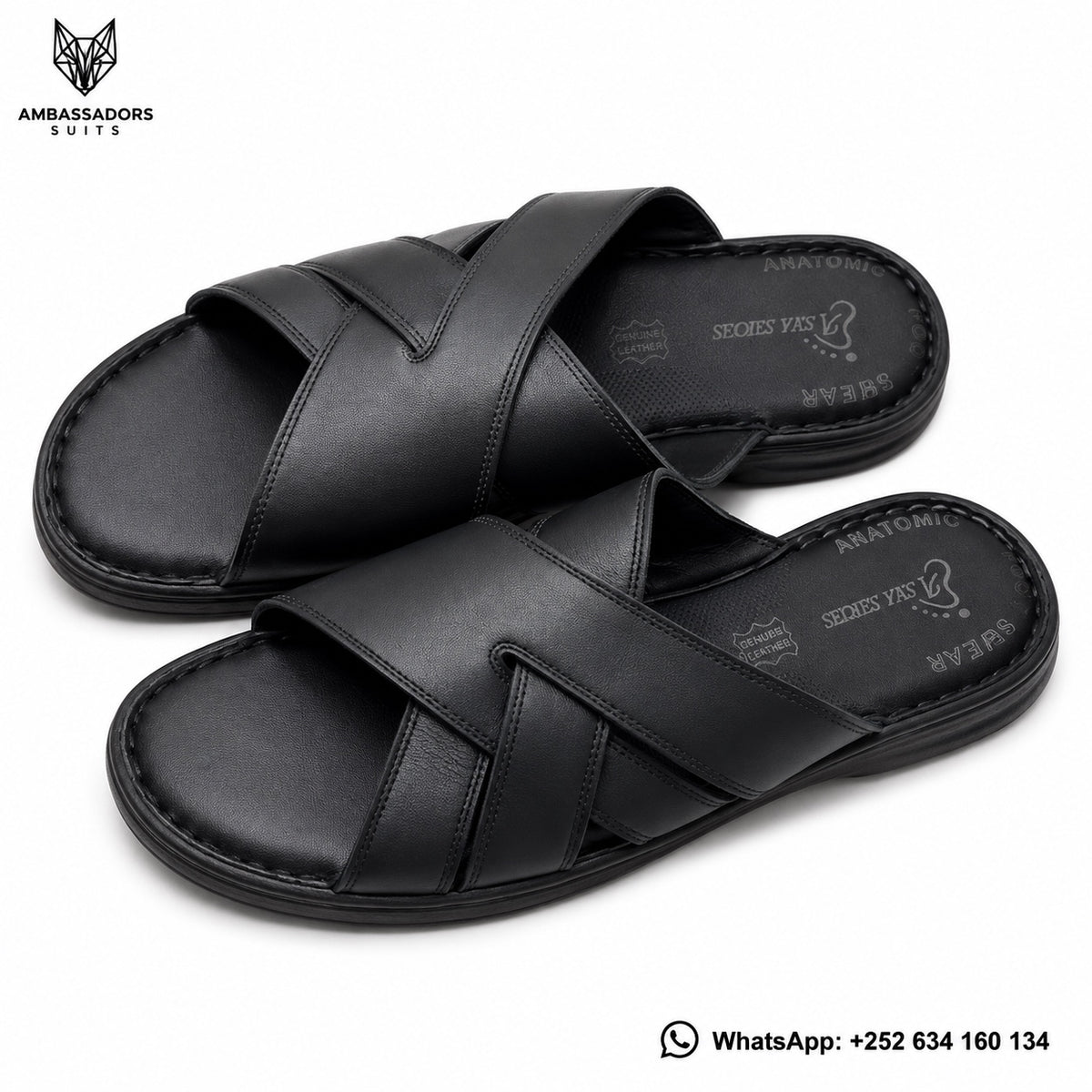 Black Cross-Strap Sandals – Ambassadors Suits