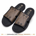 Brown rivet-panel men's comfort sandals