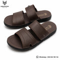 Dark brown dual-strap men's comfort sandals