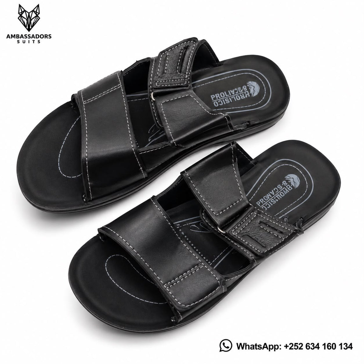 Black multi-strap men's comfort sandals