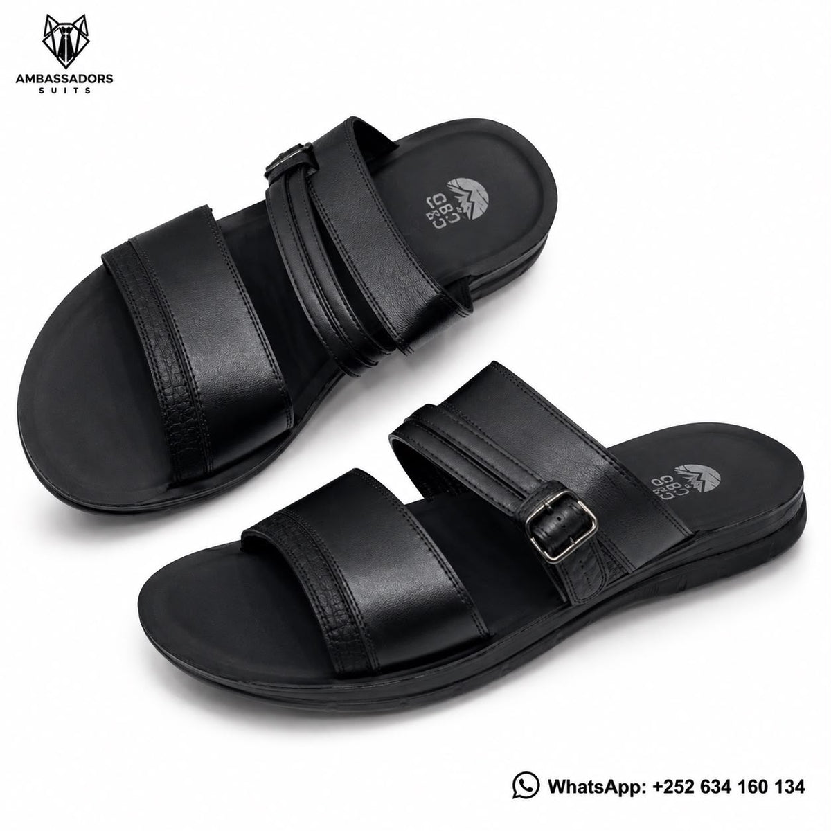 Black buckle-strap men's sandals