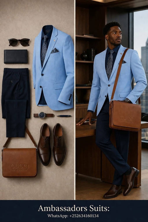 Ambassadors Suits sky blue blazer coordinated men's outfit