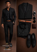 Black tailored suit by Ambassadors Suits