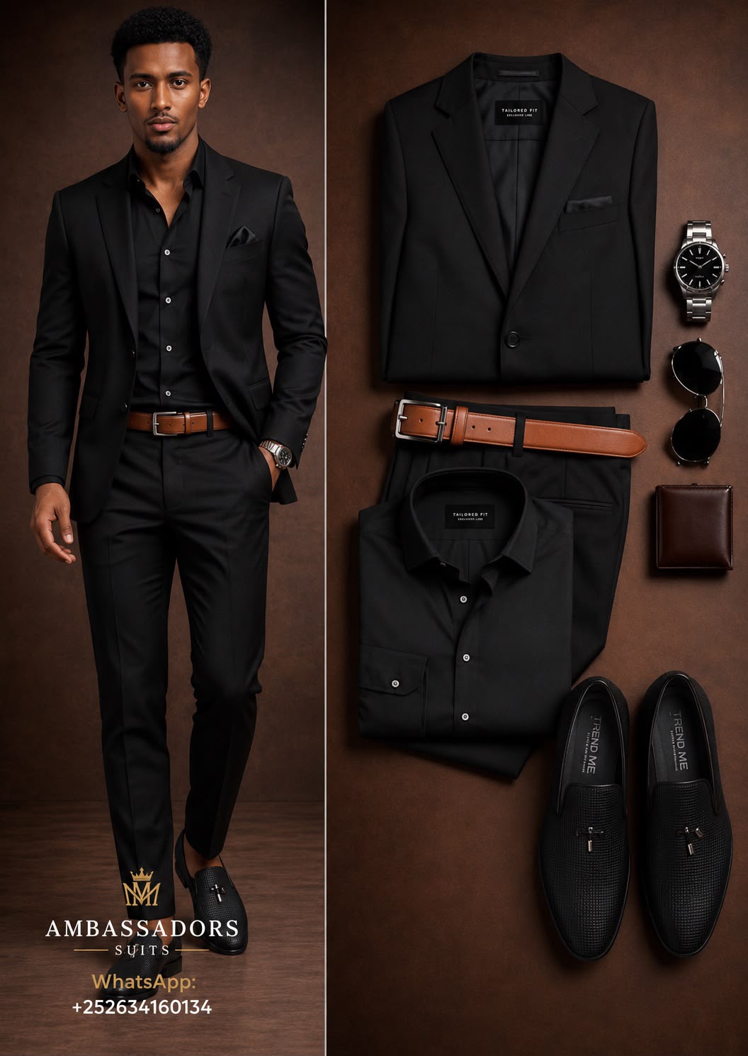 Black tailored suit by Ambassadors Suits