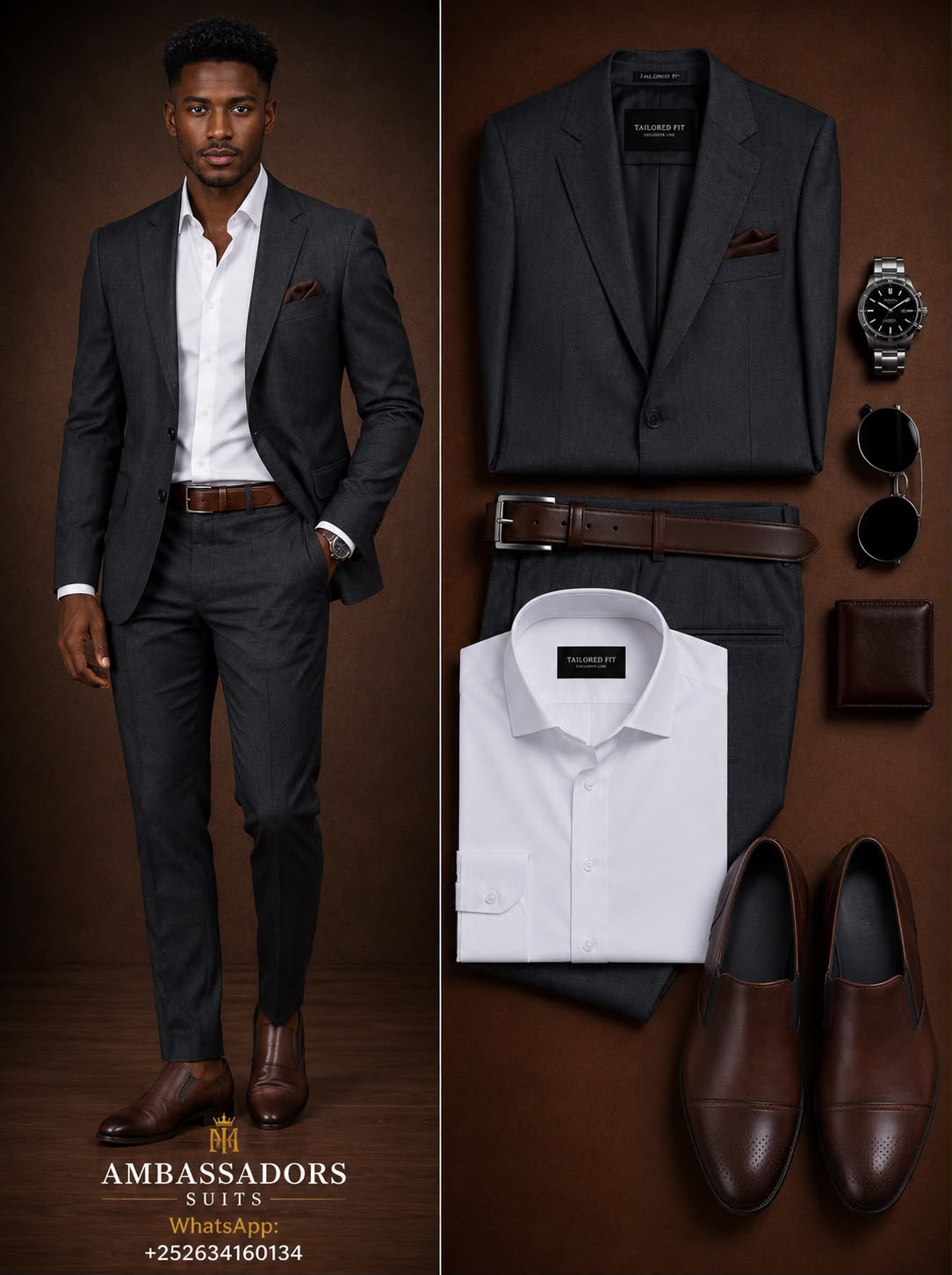Charcoal grey tailored suit by Ambassadors Suits