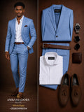 Light blue tailored suit by Ambassadors Suits