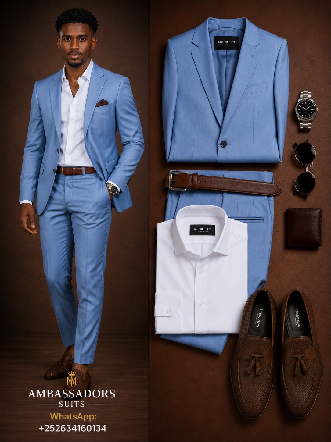 Light blue tailored suit by Ambassadors Suits