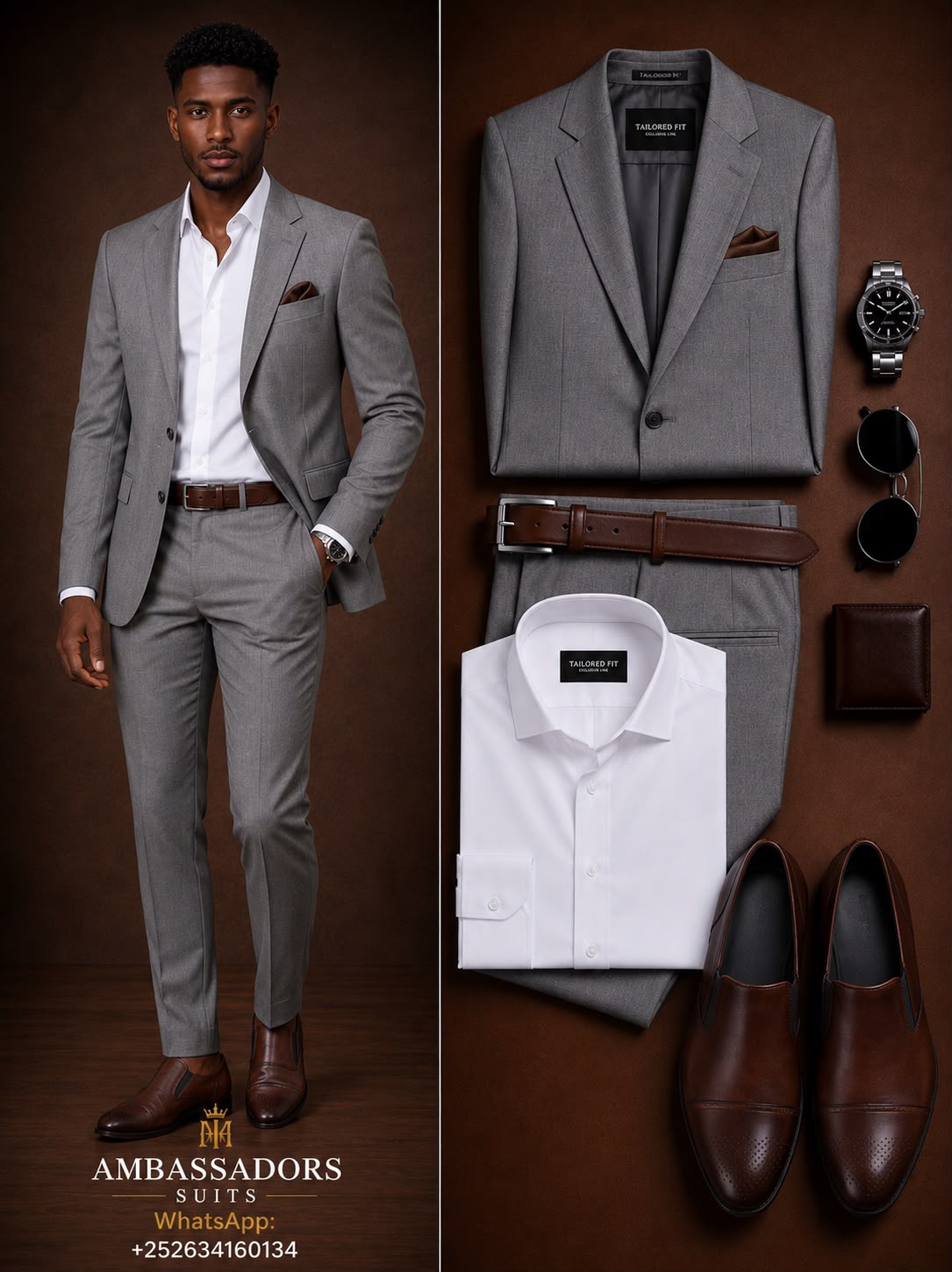 Light grey tailored suit by Ambassadors Suits