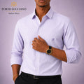 Porto Lucciano lilac striped men's long sleeve shirt