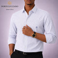 Porto Lucciano pale blue fine-stripe men's formal shirt