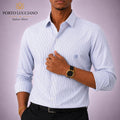 Porto Lucciano sky blue micro-stripe men's formal shirt
